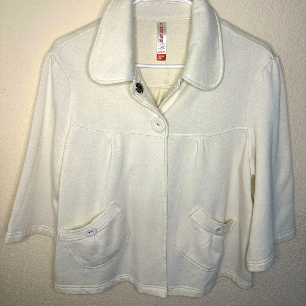 Blouse Like Jacket, White With Button, Worn Before